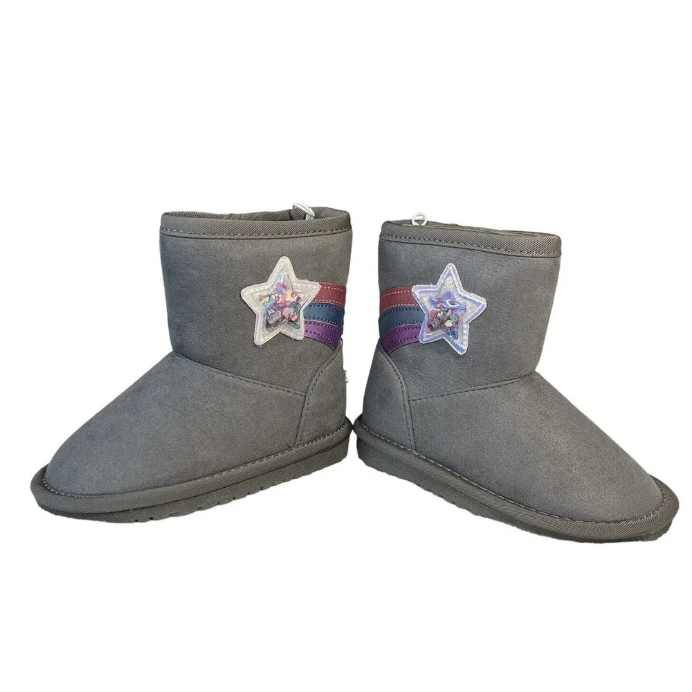 The Children’s Place Toddler Girls Shakey Star Faux Suede Boots Grey Size 5 NWT!